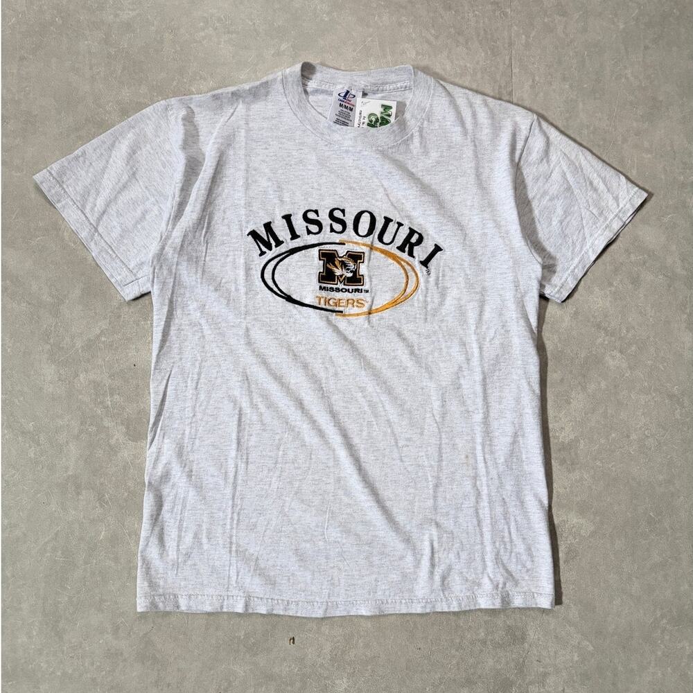 90s Vintage Missouri Tigers Embroidered Heather Grey T-Shirt -M